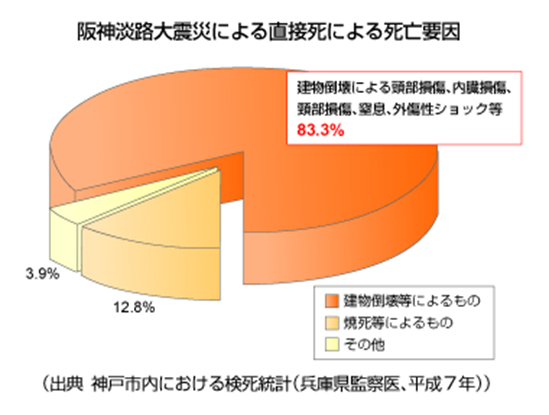 阪神淡路大震災による直接死による死亡要因